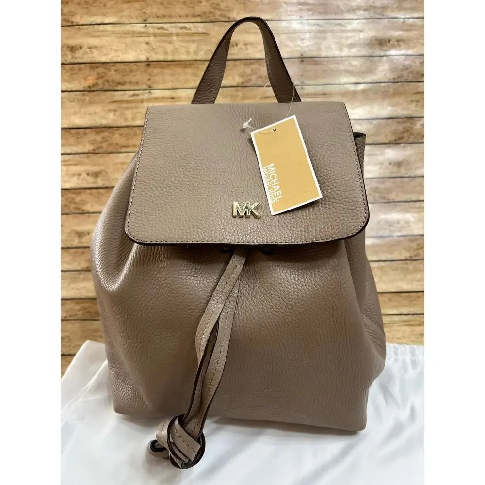 Michael Kors Junie Medium Pebbled Leather Backpack Truffle 30T8TX5B2L NWT